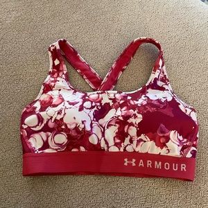 Under Armour Pink & White Sports Bra - L